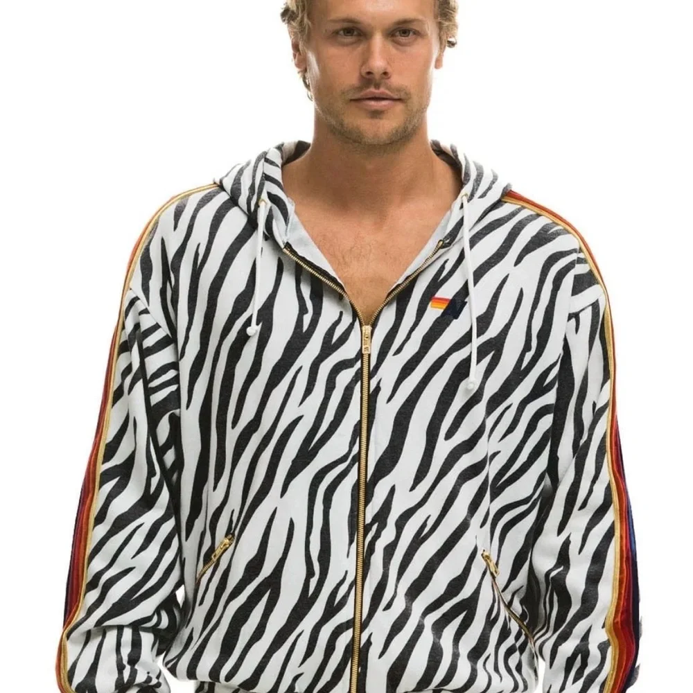 Aviator Nation relexed fit Zip-Up Hoodie with velvet stripes size M unisex (NWT) - Picture 4 of 9